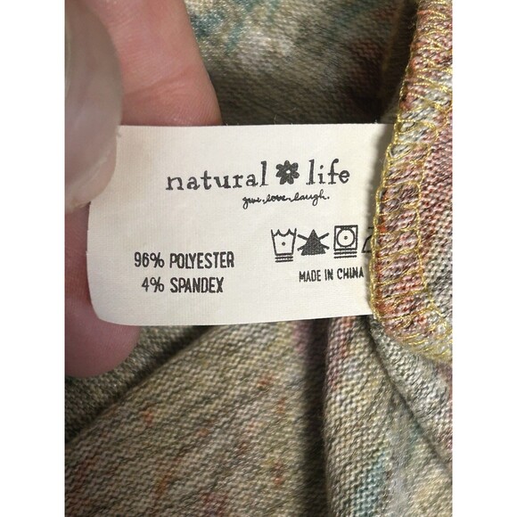 Natural Life Lottie Knit Midi Dress Medium Tan Floral 3/4 Sleeves Boho Whimsical - Picture 8 of 9